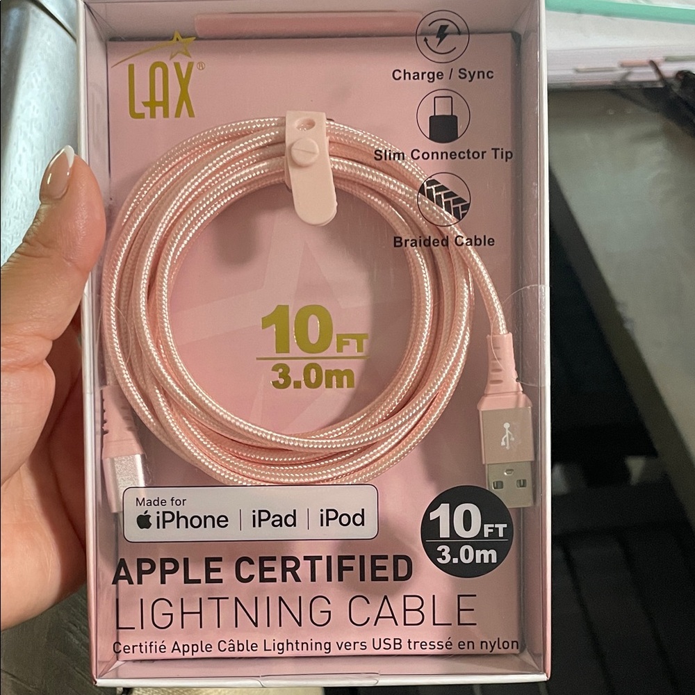 Pink Apple Certified Lightning Cable 10FT